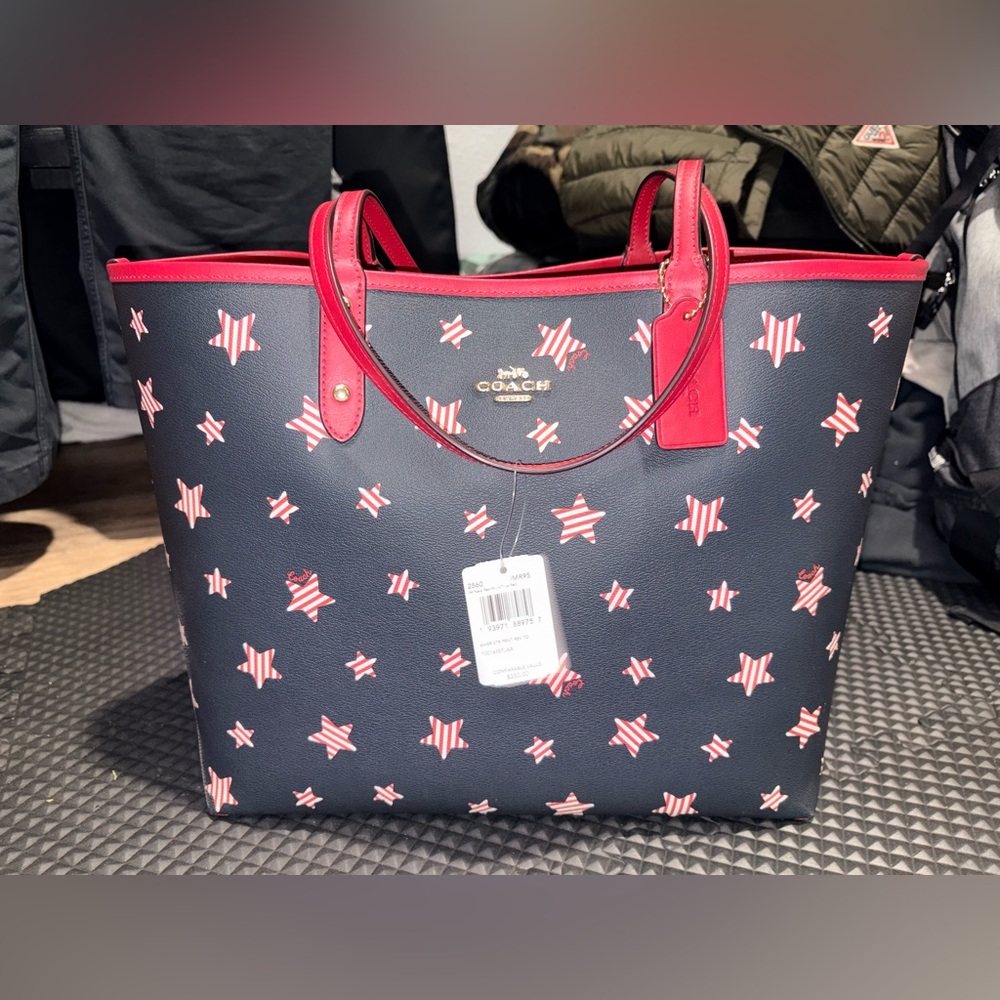 Navy and Red Star Coach Tote Bag & Coin purse